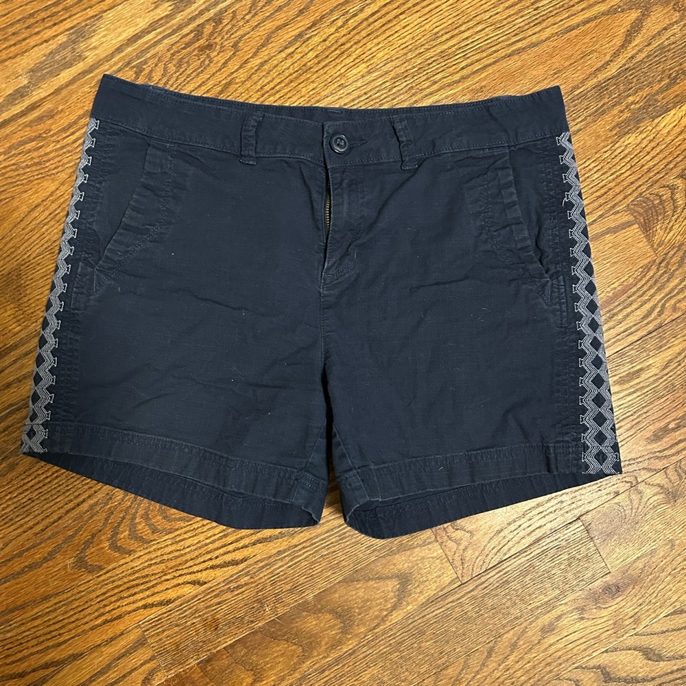 Eddie Bauer Navy Shorts with Gray Embroidered Side Trim